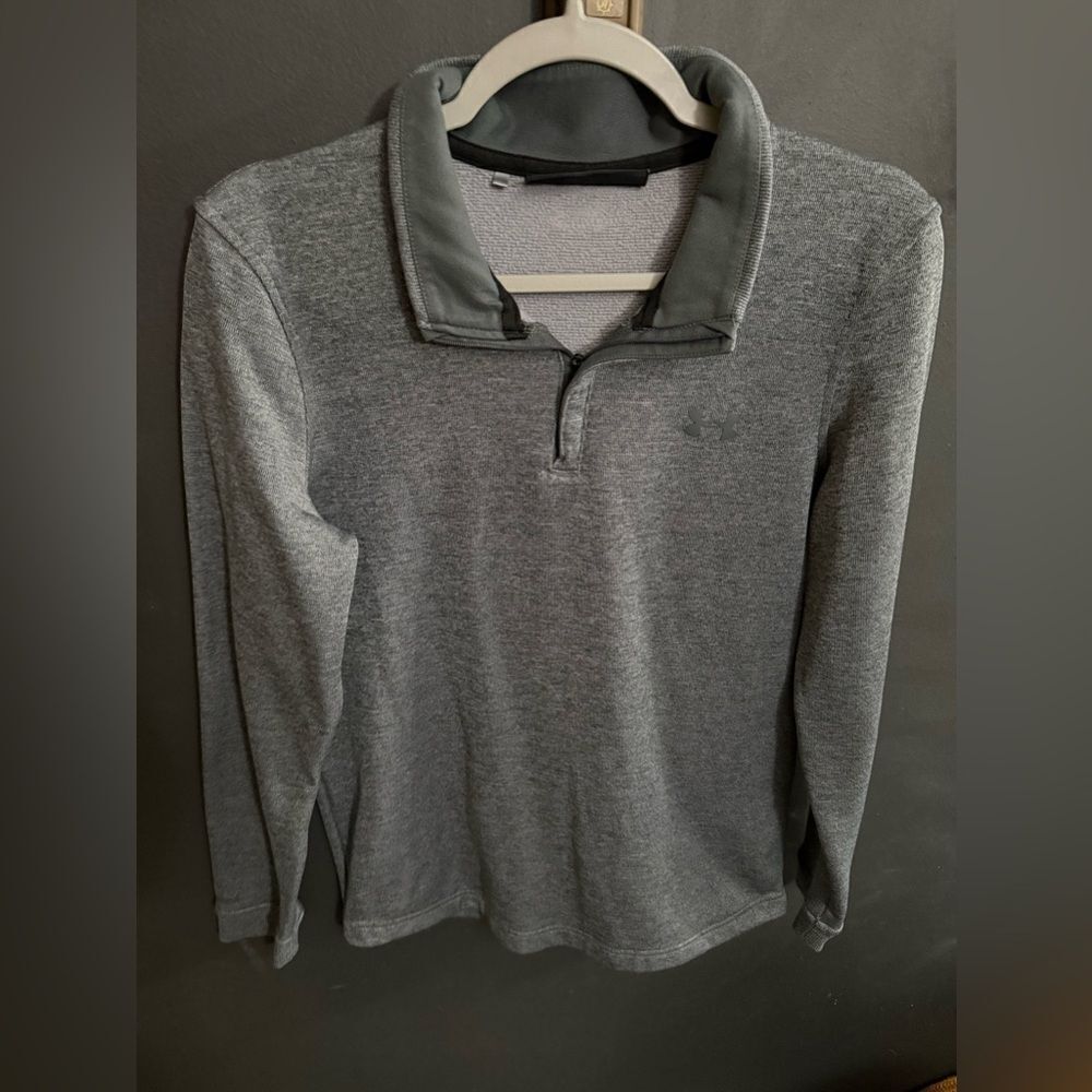 Under Armour Pullover Sweater Quarter Zip Men's Size Small Dark Grey